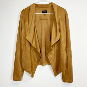 NEW Steve Madden Jacket Womens Size Medium Tan Faux Suede Open Front NWOT